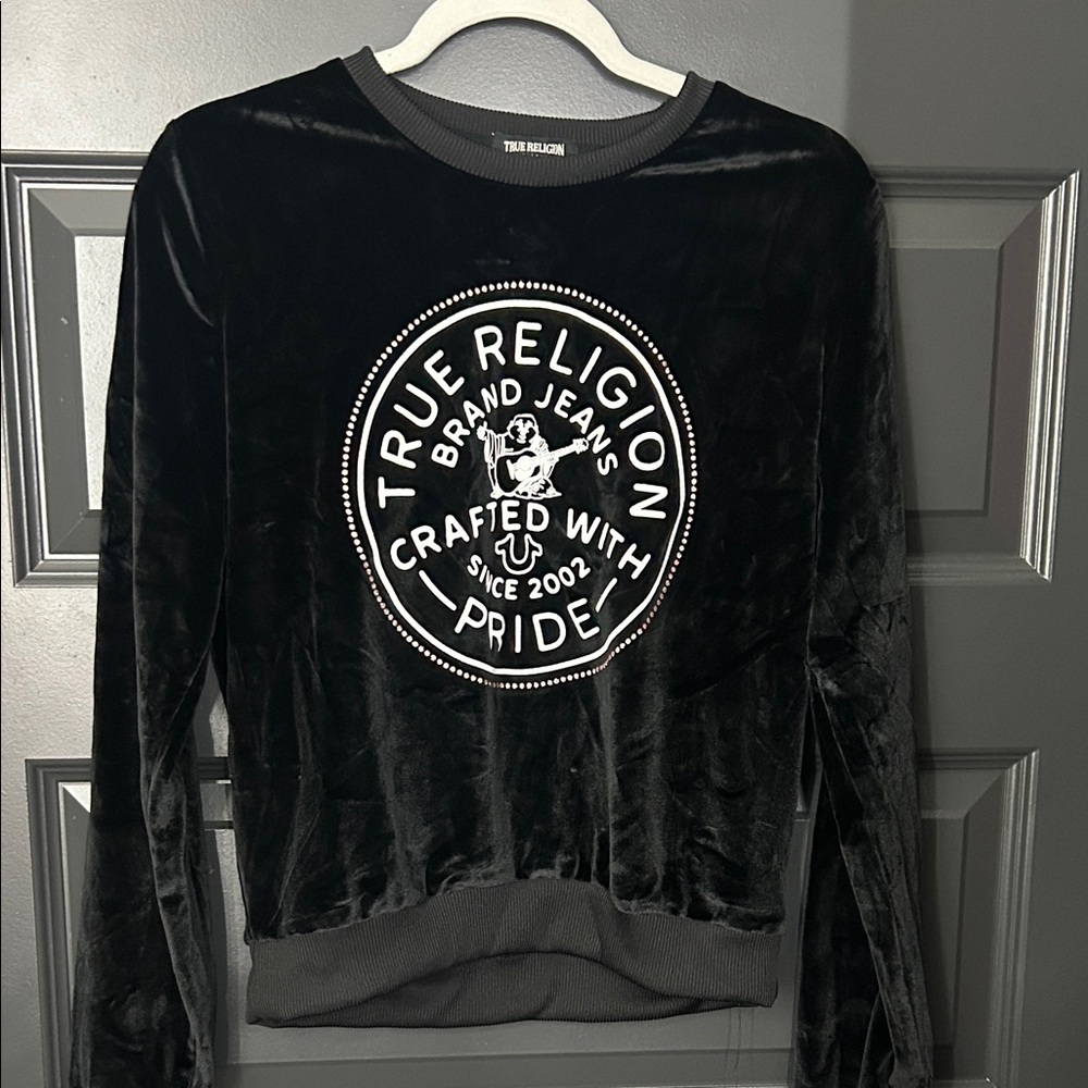 True Religion Black Velvet Sweatshirt